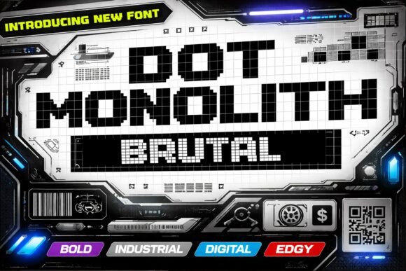 Dot Monolith Brutal: The Pixel Grid Typeface for Bold Branding